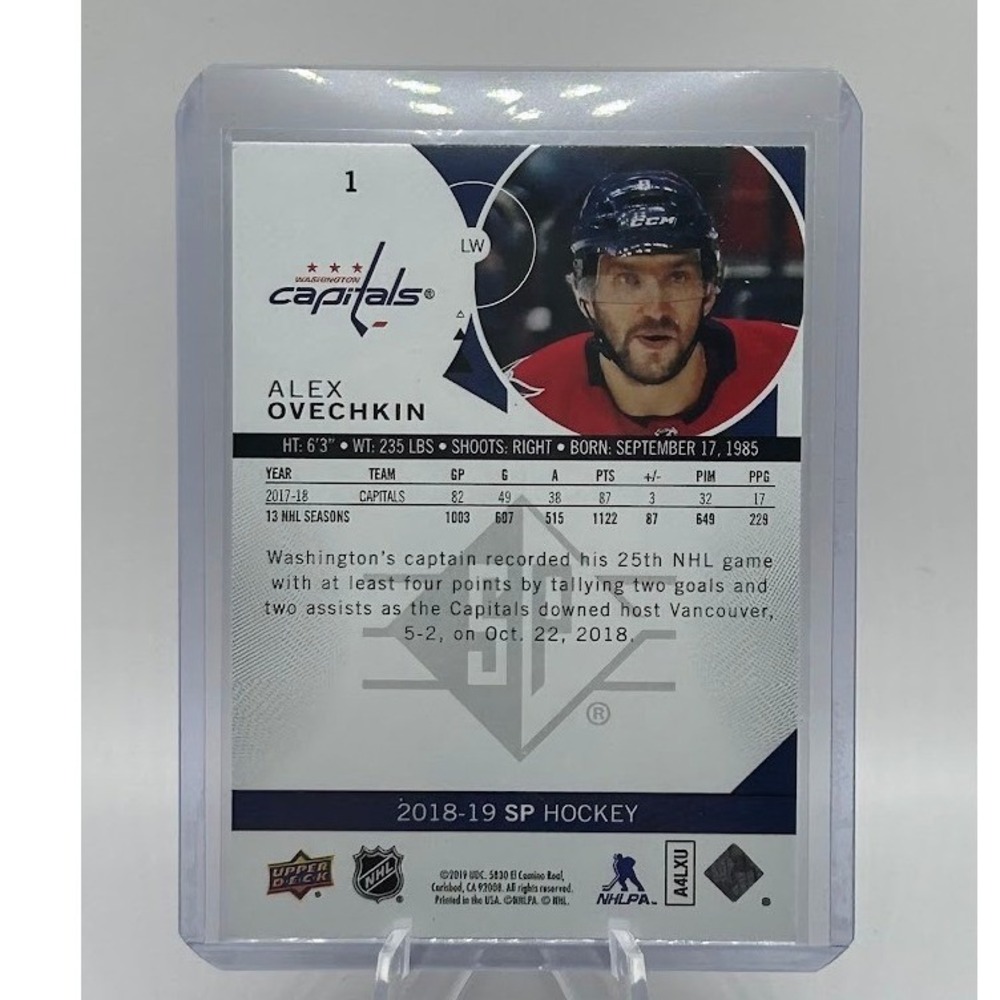 Alex Ovechkin 2018-19 Upper Deck SP Hockey 1 NHL Washington Capitals